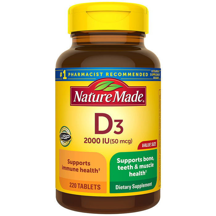 Nature Made Vitamin D3, 50 Mcg, Tablets, Value Size by Pasteur Pharmacy