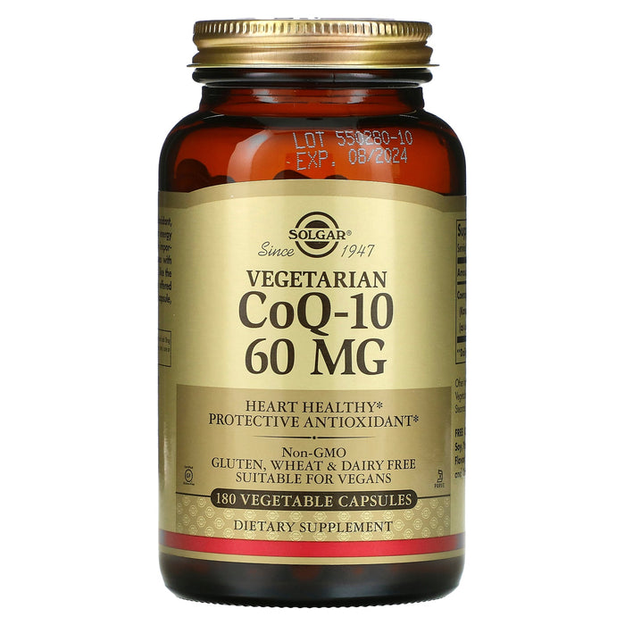 Solgar CoQ-10, 60 Mg, Coenzyme, Vegetarian, 180 Vegetable Capsules by Pasteur Pharmacy