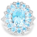 7.57 Carat Genuine Blue Topaz and White Topaz .925 Sterling Silver Ring by Bids.com