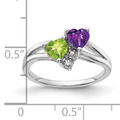 Amethyst and Peridot Dual-Stone Ring by Fine Color Jewels