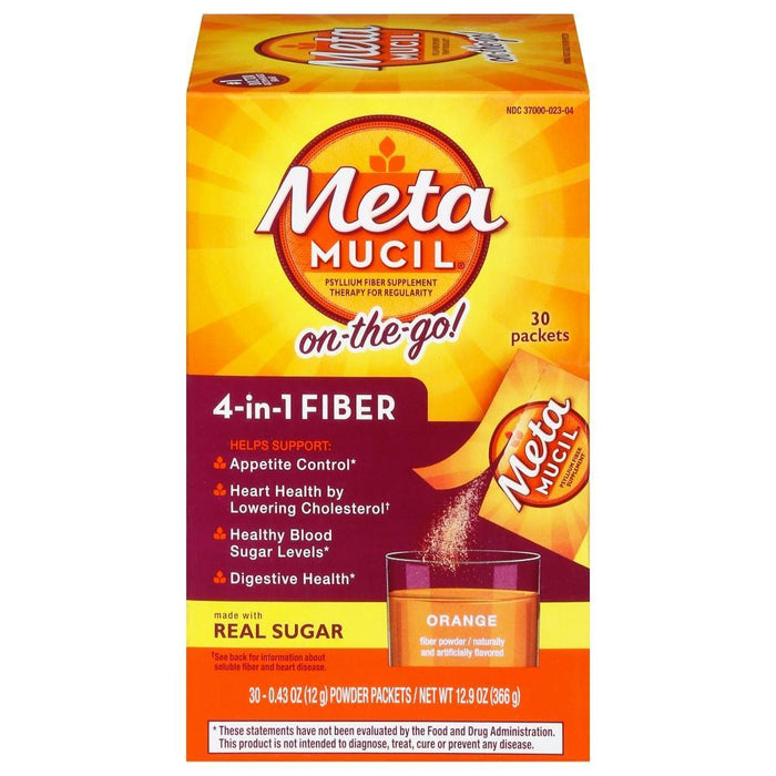 Metamucil Daily Fiber Powder Packets, Orange Smooth Flavor, 30 Count by Pasteur Pharmacy