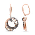 14K Rose Gold 1.00 Cttw White and Brown Diamond Intertwining Hoops and Circle Dangle Earrings (H-I/Brown Color, SI1-SI2 Clarity) by Bids.com