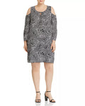 Cupio Plus Paisley-Print Cold-Shoulder Dress, Size 3X by Vanessa Jane
