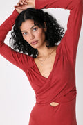 Lulus Sunday Snuggles Rusty Rose Ribbed Long Sleeve Lounge Jumpsuit, Size by Vanessa Jane