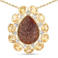 14K Yellow Gold Plated 5.14 Carat Genuine Red Droozi and Citrine .925 Sterling Silver Pendant by Bids.com