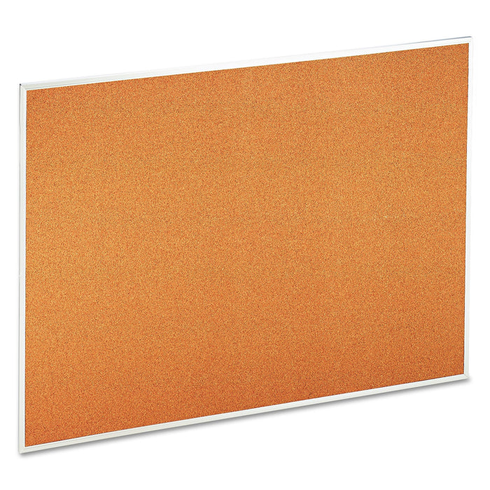 Universal Bulletin Board, Natural Cork, 48 x 36, Satin-Finished Aluminum Frame