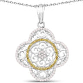 0.57 Carat Genuine White Diamond and Yellow Diamond .925 Sterling Silver Pendant by Bids.com