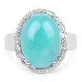 7.86 Carat Genuine Amazonite And White Topaz .925 Sterling Silver Ring by Bids.com