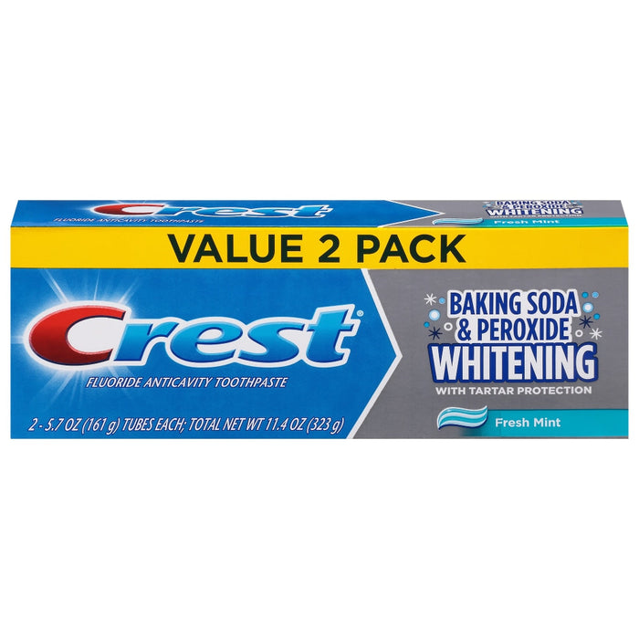 Crest Baking Soda & Peroxide Whitening Fluoride Anticavity Fresh Mint Toothpaste Value 2 Pack by Pasteur Pharmacy