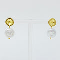 Golden Shell Pearl Drop Earrings