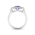 2.38 Ct Round Violet Tanzanite and White Diamond Prong 14k Gold Halo Statement Floral Ring by Fine Color Jewels