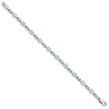 Oval White Created Opal & CZ Prong Sterling Silver X Link Bracelet by Fine Color Jewels