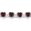 Heart Red Garnet Prong Sterling Silver Box Clasp Tennis Bracelet by Fine Color Jewels