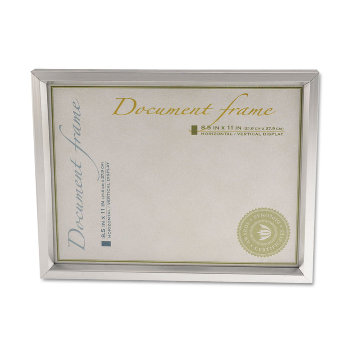 Universal Plastic Document Frame, for 8.5 x 11, Easel Back, Metallic Silver