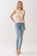 Floral Ribbed Tank Top by Boutique 23