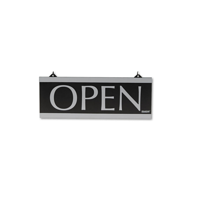 Headline Century Series Reversible Open/Closed Sign, w/Suction Mount, 13 x 5, Black