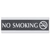 Headline Century Series Office Sign, NO SMOKING, 9 x 3, Black/Silver