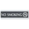 Headline Century Series Office Sign, NO SMOKING, 9 x 3, Black/Silver