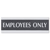 Headline Century Series Office Sign, EMPLOYEES ONLY, 9 x 3, Black/Silver