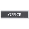 Headline Century Series Office Sign, OFFICE, 9 x 3, Black/Silver
