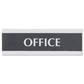 Headline Century Series Office Sign, OFFICE, 9 x 3, Black/Silver