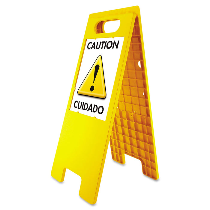 Headline Floor Tent Sign, Doublesided, Plastic, 10.5 x 25.5, Yellow