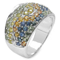 3.60 Carat Genuine Multi Sapphire .925 Sterling Silver Ring by Bids.com