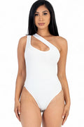 One Shoulder Cut Out Rib Knit Bodysuit [BT3500} by The House of Stylez