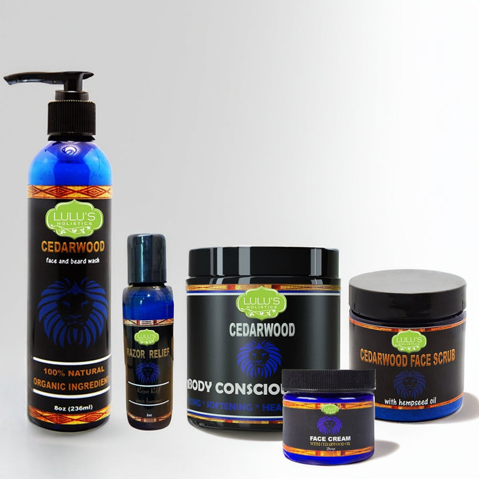 Holistics Men’s Box – Cedarwood Face, Body & Grooming Set by Lulu’s Holistics