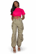 Tie Front Drawstring Short Sleeve Crop Top {BT5196} by The House of Stylez