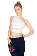 Ribbed Knit Cut Out One Shoulder Crop Top {BT3972} by The House of Stylez