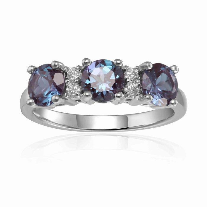 Alexandrite Three Stone Ring by Fine Color Jewels