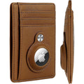 Slim Genuine Leather Wallet Case for Apple AirTag - Brown by Zerodamage Sahara Case LLC