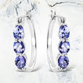 1.99 Carat Genuine Tanzanite and White Diamond .925 Sterling Silver Earrings by Bids.com