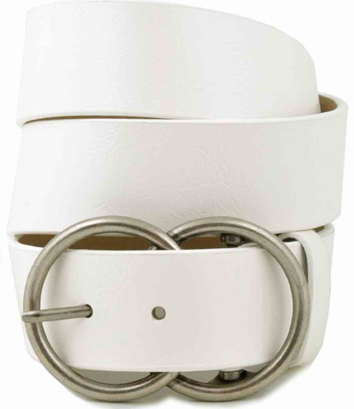 Kylee Double Ring Belt - White by Boutique 23