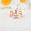 0.35 Ct Round White Sapphire and White Topaz Flush Silver Three Band Ring by Fine Color Jewels