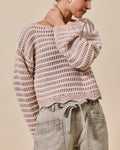 Textured Stripe Sweater W/ Scallop by Boutique 23