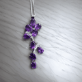Natural Amethyst Leaf Pendant Necklace by Fine Color Jewels