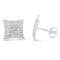 .925 Sterling Silver Diamond Accented 4-Stone Four Pointed Star Shaped Halo-Style Stud Earrings (H-I Color, I2-I3 Clarity) by Bids.com