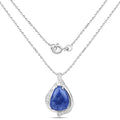 2.39 Carat Genuine Blue Aventurine and White Topaz .925 Sterling Silver Pendant by Bids.com