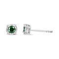 Sterling Silver Rose Cut Treated Green Diamond Solitaire Stud Earrings (0.25 cttw, Green Color, I2-I3 Clarity) by Bids.com