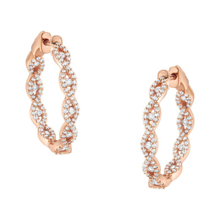 10K Rose Gold Diamond Hoop Earring (1 cttw, H-I Color, I1-I2 Clarity) by Bids.com