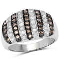 0.83 Carat Genuine Champagne Diamond and White Diamond .925 Sterling Silver Ring by Bids.com
