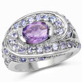 2.76 Carat Genuine Amethyst and Tanzanite .925 Sterling Silver Ring by Bids.com