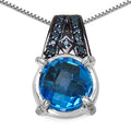 4.94 Carat Genuine Swiss Blue Topaz, Blue Diamond & White Diamond .925 Sterling Silver Pendant by Bids.com