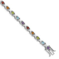 Natural Multi Stone Bracelet Sterling Silver by Fine Color Jewels