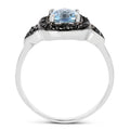 1.19 Carat Genuine Swiss Blue Topaz & Black Diamond .925 Sterling Silver Ring by Bids.com