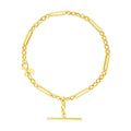 14k Yellow Gold 7 1/5 inch Alternating Oval and Round Chain Bracelet with Toggle by Bids.com