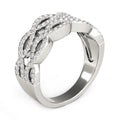 Diamond Studded Double Interlocking Waves Ring in 14k White Gold (5/8 cttw) by Bids.com