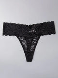 Womens 3pcs Flirty Solid Floral Lace Low-Rise Thongs, Size Medium by Vanessa Jane
